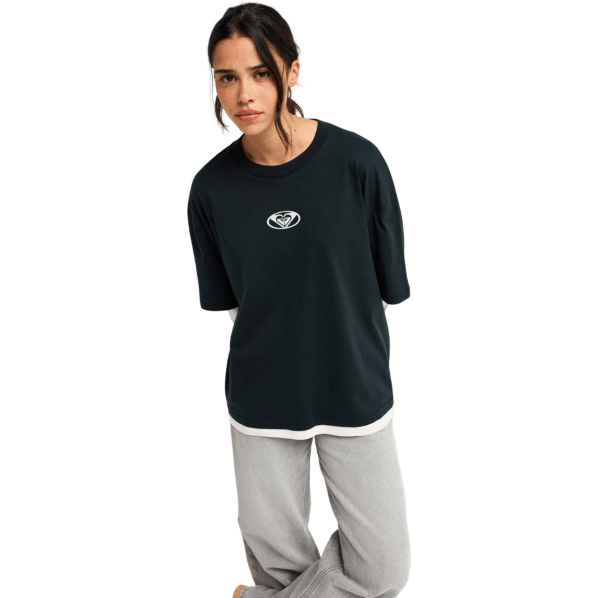2026 Roxy Womens Double View T-Shirt ERJZT06161 - Anthracite